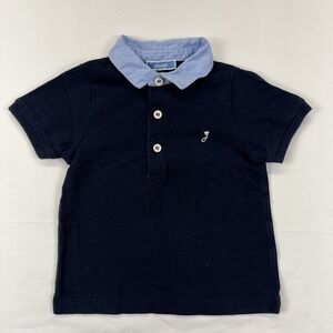 Jacadi Paris Polo Shirt Boys Short Sleeve Knit Cotton Blue Logo Size Esti.‎ 12M